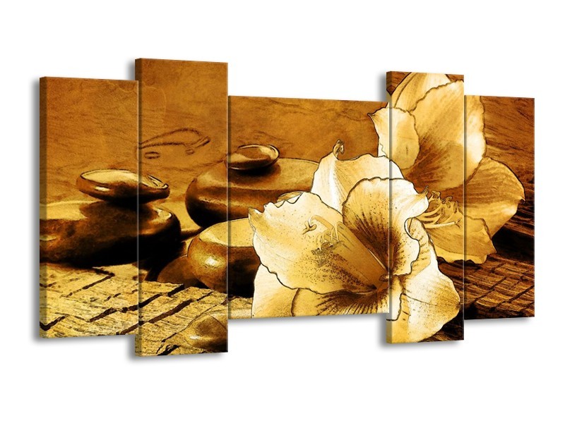 Glas schilderij Bloem | Bruin | 120x65cm 5Luik