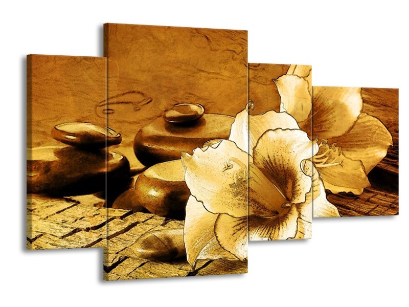 Glas schilderij Bloem | Bruin | 120x75cm 4Luik