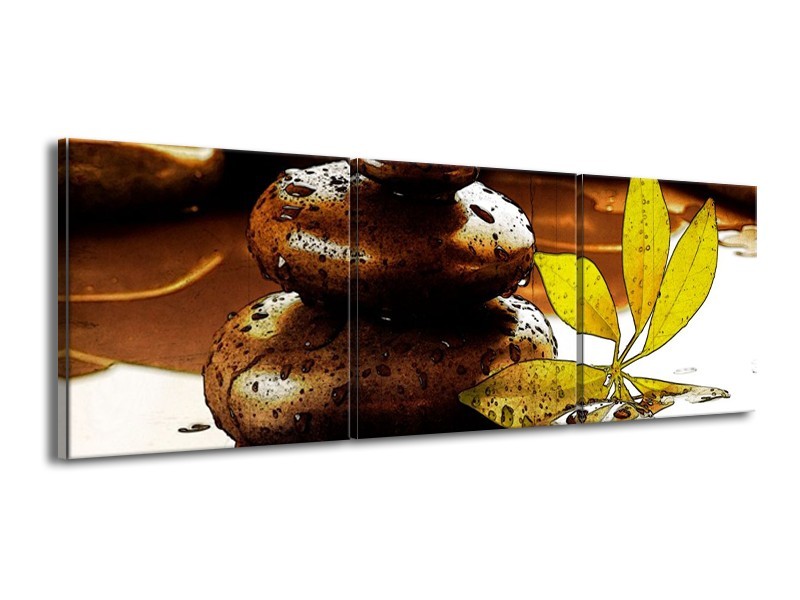 Canvas schilderij Spa | Bruin, Groen | 150x50cm 3Luik