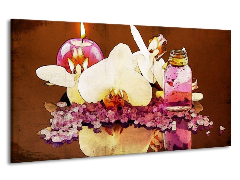 Canvas schilderij Orchidee | Paars, Wit, Bruin | 190x100cm 1Luik