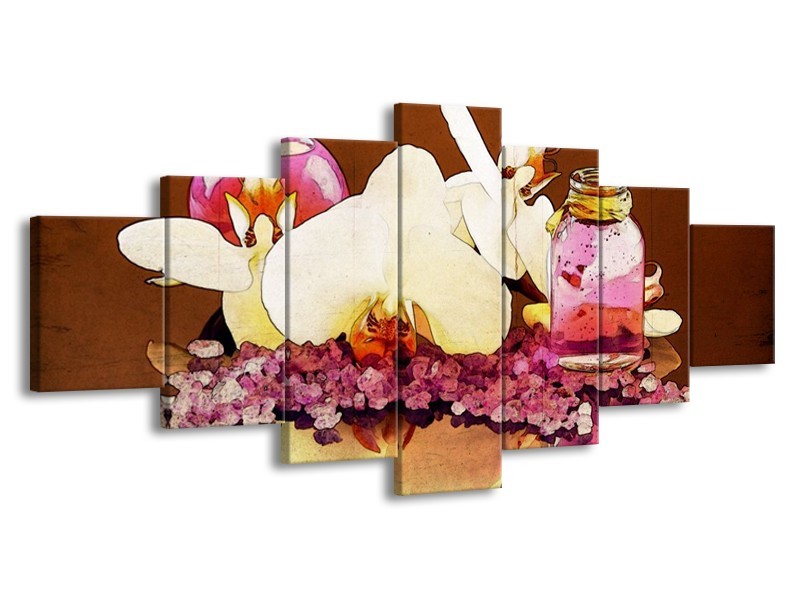 Glas schilderij Orchidee | Paars, Wit, Bruin | 210x100cm 7Luik