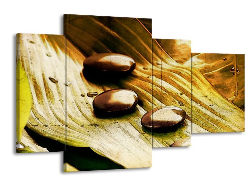 Glas schilderij Spa | Geel, Bruin, Wit | 120x75cm 4Luik