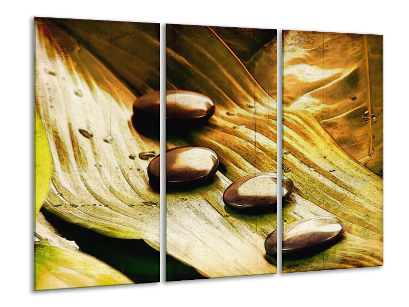 Canvas schilderij Spa | Geel, Bruin, Wit | 120x80cm 3Luik