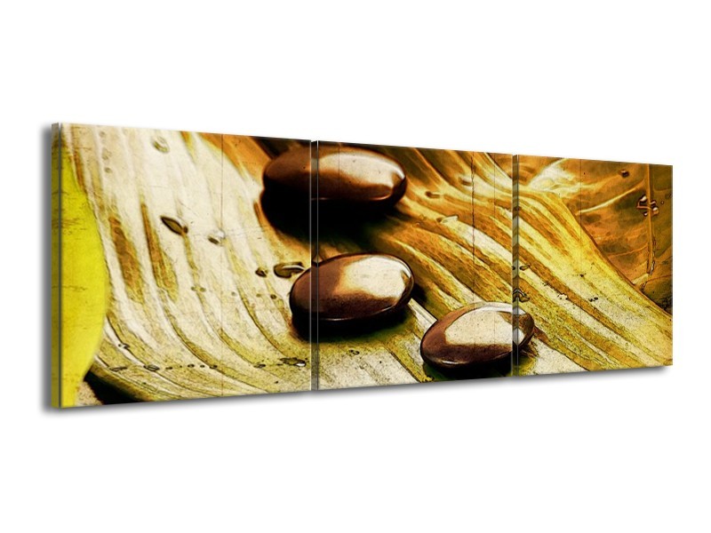 Canvas schilderij Spa | Geel, Bruin, Wit | 150x50cm 3Luik