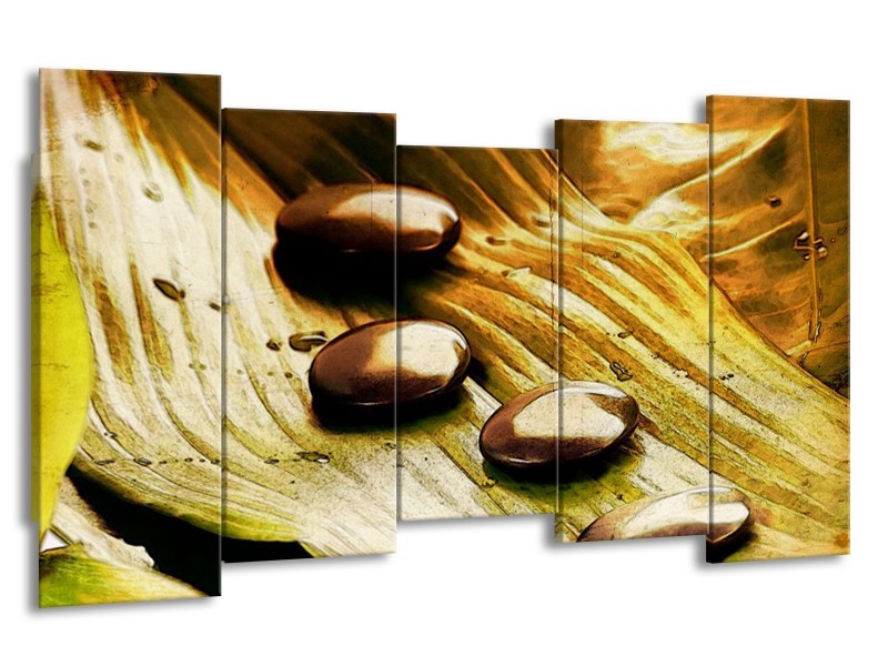 Glas schilderij Spa | Geel, Bruin, Wit | 150x80cm 5Luik