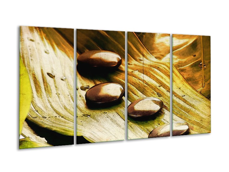 Canvas schilderij Spa | Geel, Bruin, Wit | 160x80cm 4Luik