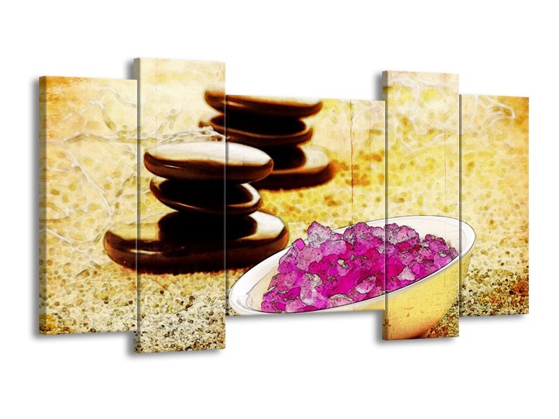 Glas schilderij Spa | Roze, Geel, Bruin | 120x65cm 5Luik