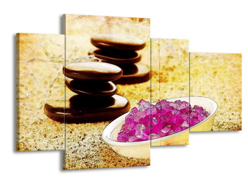 Glas schilderij Spa | Roze, Geel, Bruin | 120x75cm 4Luik