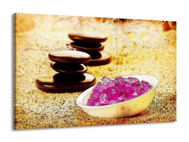 Glas schilderij Spa | Roze, Geel, Bruin | 140x90cm 1Luik