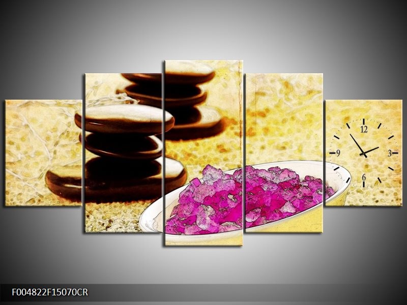 Klok schilderij Spa | Roze, Geel, Bruin | 150x70cm 5Luik