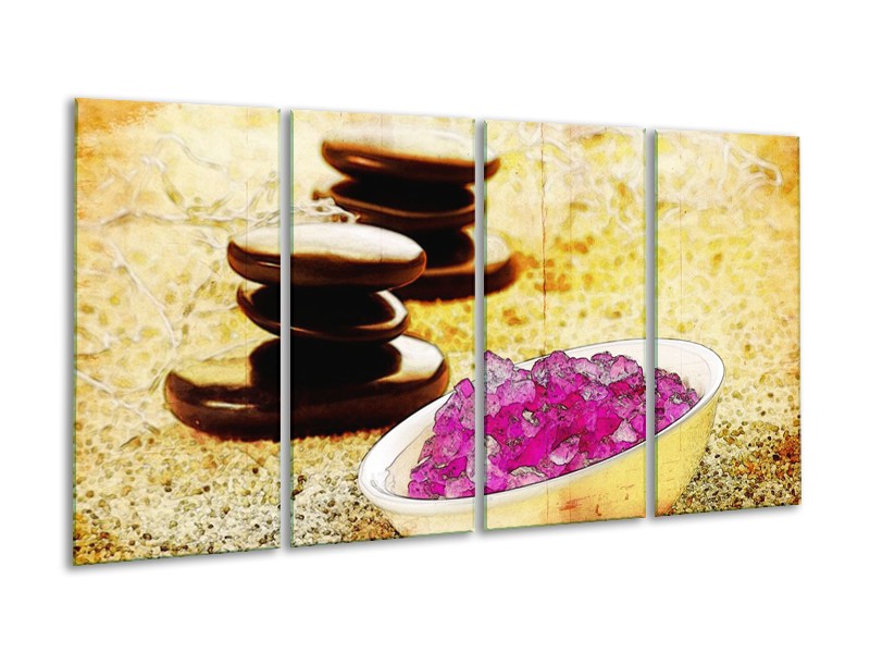 Canvas schilderij Spa | Roze, Geel, Bruin | 160x80cm 4Luik