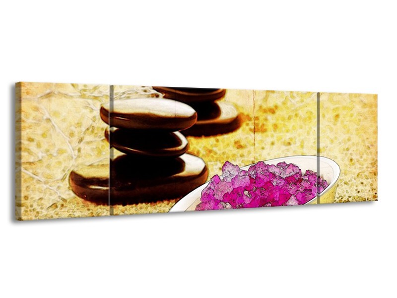 Canvas schilderij Spa | Roze, Geel, Bruin | 170x50cm 3Luik