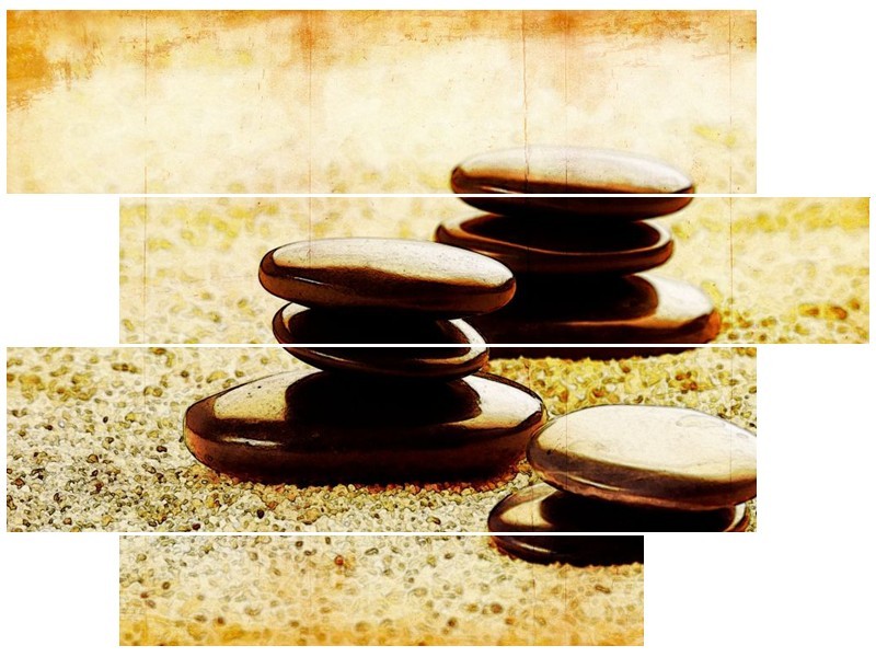 Glas schilderij Spa | Zwart, Geel, Bruin | 115x85cm 4Luik