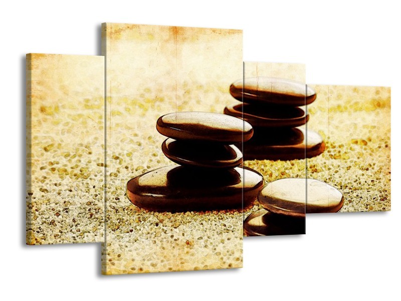 Glas schilderij Spa | Zwart, Geel, Bruin | 120x75cm 4Luik