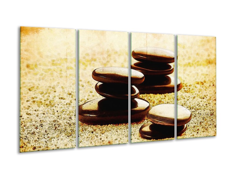 Canvas schilderij Spa | Zwart, Geel, Bruin | 160x80cm 4Luik