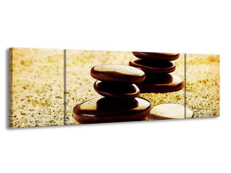 Canvas schilderij Spa | Zwart, Geel, Bruin | 170x50cm 3Luik