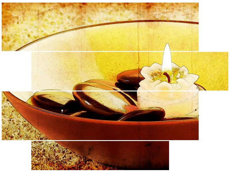 Glas schilderij Spa | Bruin, Geel, Zwart | 115x85cm 4Luik