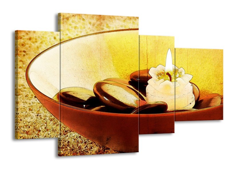 Glas schilderij Spa | Bruin, Geel, Zwart | 120x75cm 4Luik