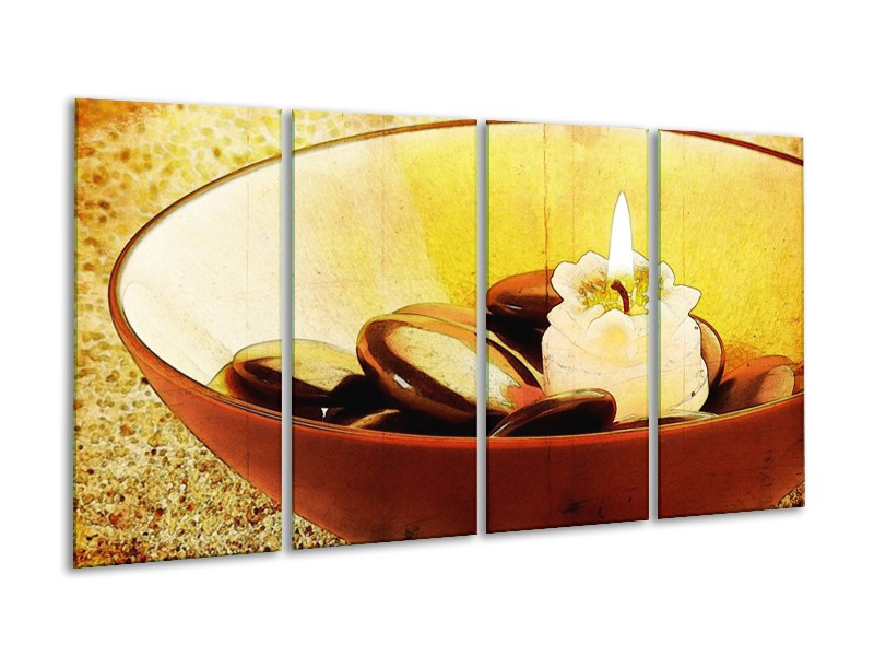 Canvas schilderij Spa | Bruin, Geel, Zwart | 160x80cm 4Luik