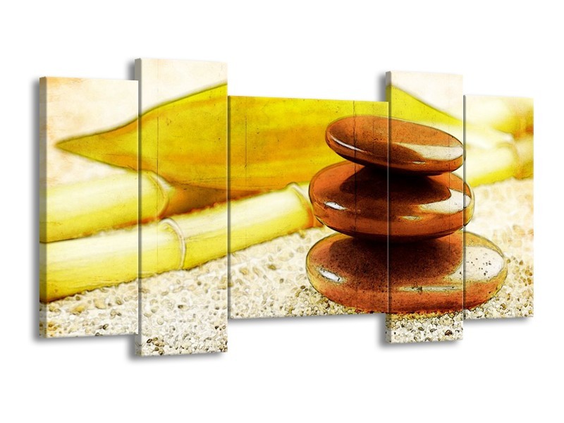 Glas schilderij Spa | Geel, Bruin, Wit | 120x65cm 5Luik