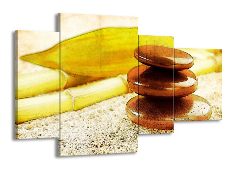 Glas schilderij Spa | Geel, Bruin, Wit | 120x75cm 4Luik