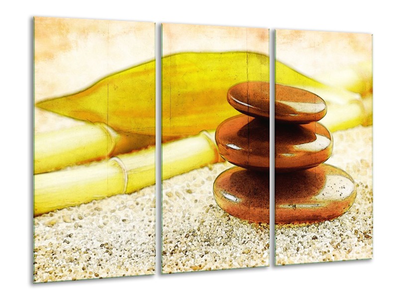 Glas schilderij Spa | Geel, Bruin, Wit | 120x80cm 3Luik