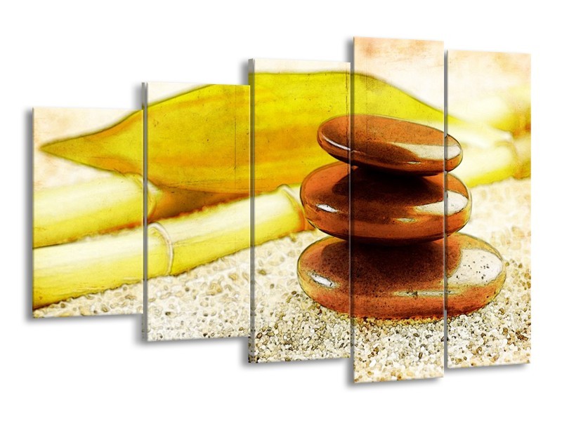 Canvas schilderij Spa | Geel, Bruin, Wit | 150x100cm 5Luik