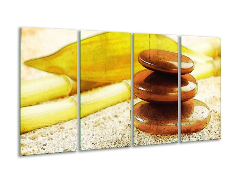 Canvas schilderij Spa | Geel, Bruin, Wit | 160x80cm 4Luik