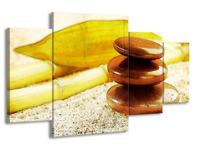 Glas schilderij Spa | Geel, Bruin, Wit | 160x90cm 4Luik