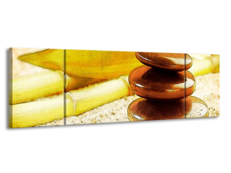 Canvas schilderij Spa | Geel, Bruin, Wit | 170x50cm 3Luik