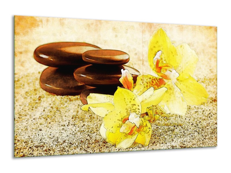 Canvas schilderij Spa | Geel, Bruin, Wit | 120x70cm 1Luik