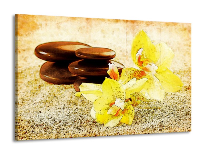 Glas schilderij Spa | Geel, Bruin, Wit | 140x90cm 1Luik