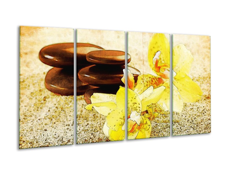 Canvas schilderij Spa | Geel, Bruin, Wit | 160x80cm 4Luik