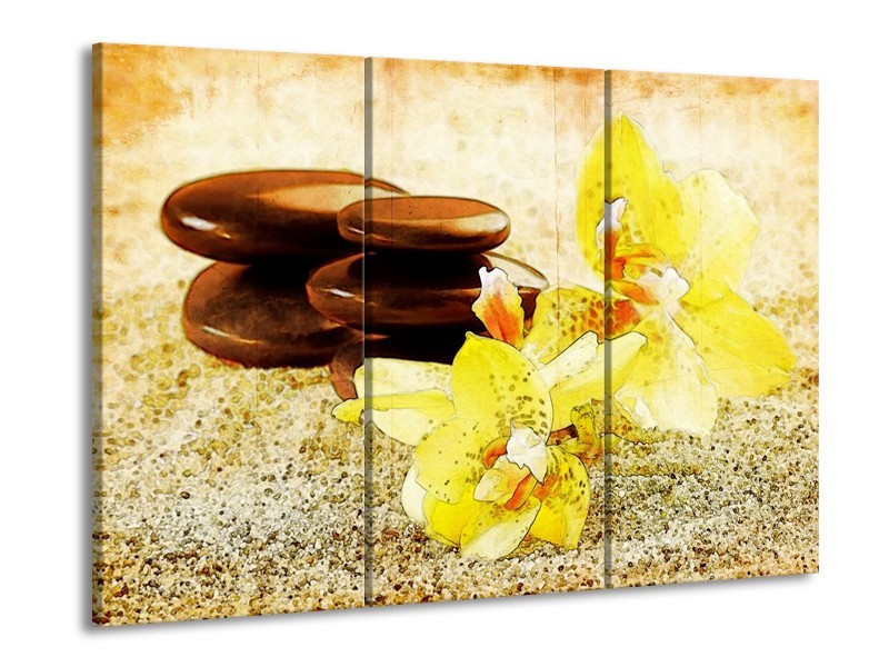 Glas schilderij Spa | Geel, Bruin, Wit | 90x60cm 3Luik