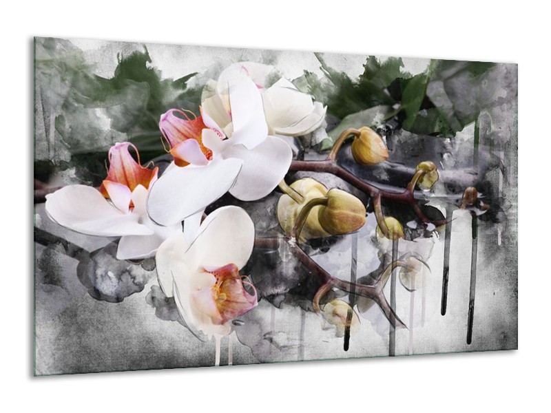 Canvas schilderij Orchidee | Wit, Grijs | 120x70cm 1Luik