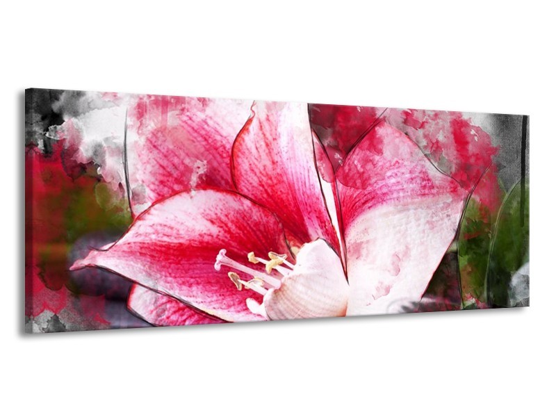 Canvas schilderij Bloem | Roze, Wit, Grijs | 145x58cm 1Luik