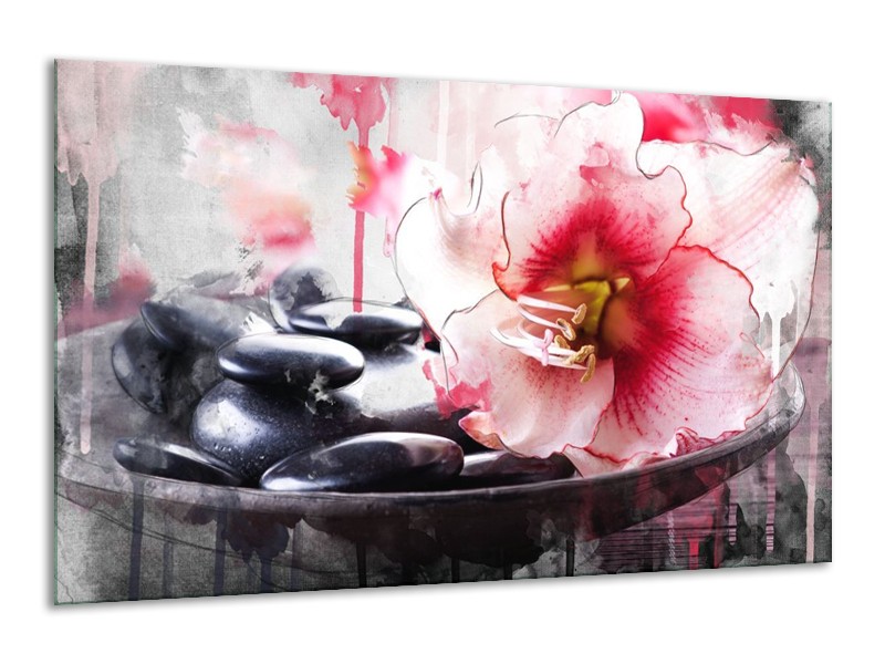 Canvas schilderij Bloem | Rood, Grijs, Wit | 120x70cm 1Luik
