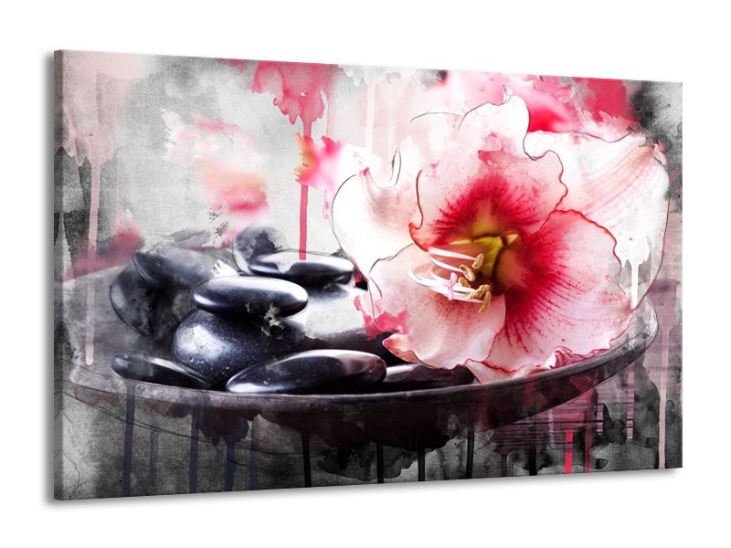 Canvas schilderij Bloem | Rood, Grijs, Wit | 140x90cm 1Luik