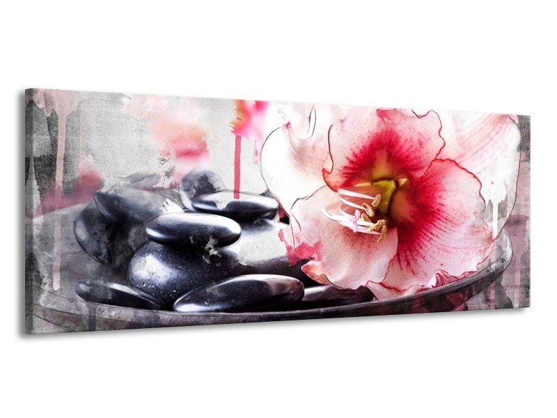 Canvas schilderij Bloem | Rood, Grijs, Wit | 145x58cm 1Luik