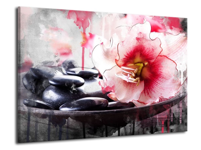 Canvas schilderij Bloem | Rood, Grijs, Wit | 70x50cm 1Luik