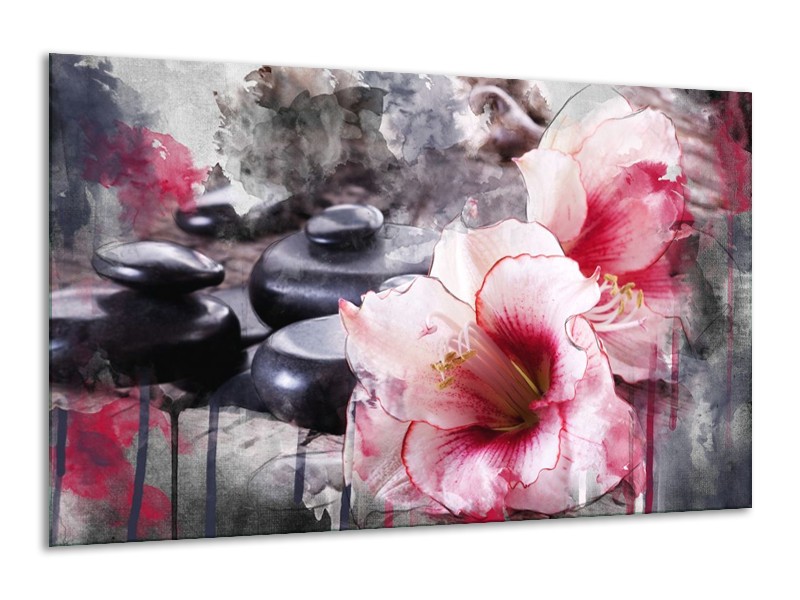 Canvas schilderij Bloem | Rood, Grijs, Wit | 120x70cm 1Luik