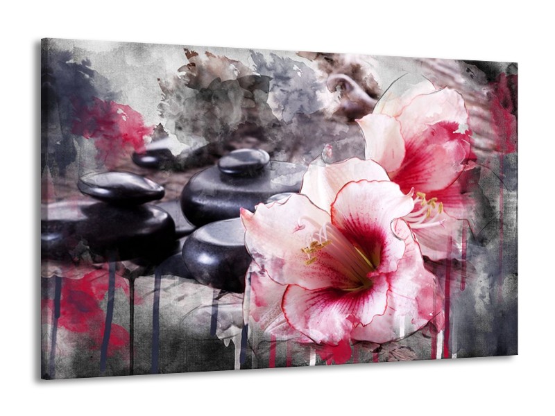 Canvas schilderij Bloem | Rood, Grijs, Wit | 140x90cm 1Luik