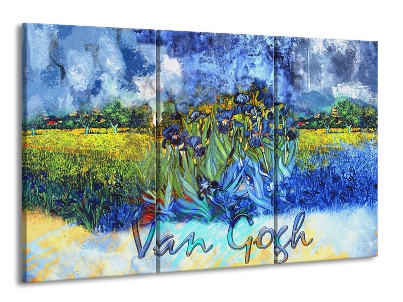 Canvas schilderij Klassiek | Blauw, Geel, Zwart | 165x100cm 3Luik