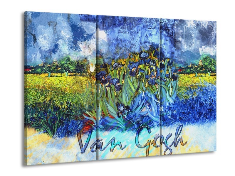 Canvas schilderij Klassiek | Blauw, Geel, Zwart | 90x60cm 3Luik