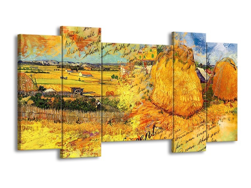 Canvas schilderij Klassiek | Geel, Bruin | 120x65 5Luik
