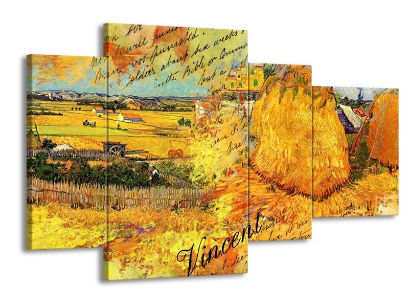 Glas schilderij Klassiek | Geel, Bruin | 120x75cm 4Luik