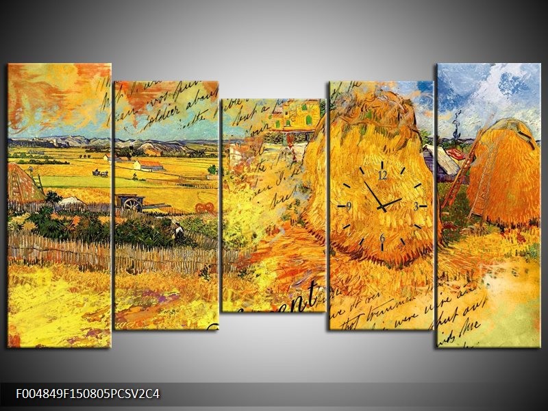 Klok schilderij Klassiek | Geel, Bruin | 150x80cm 5Luik