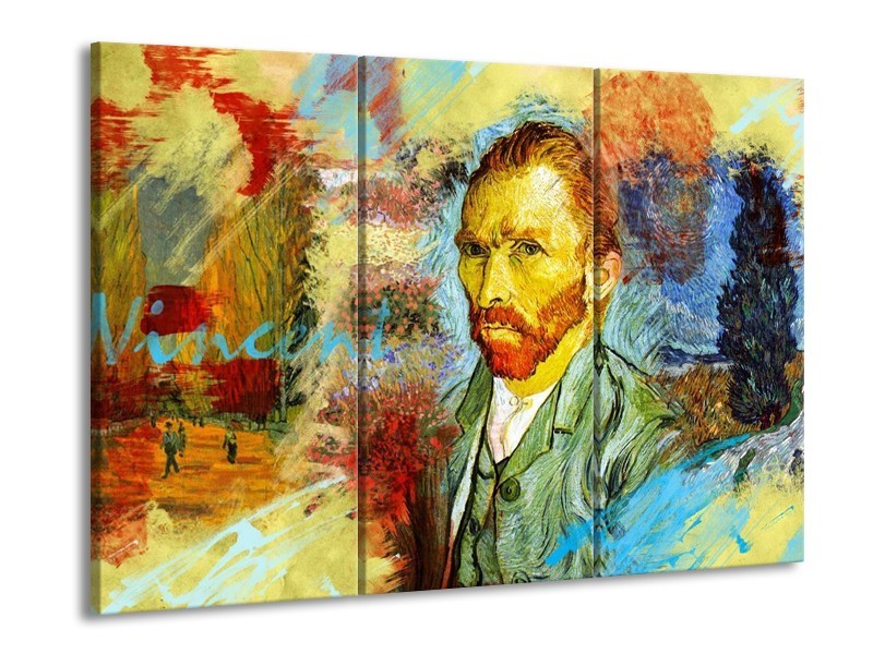 Canvas schilderij Klassiek | Geel, Blauw, Bruin | 90x60cm 3Luik