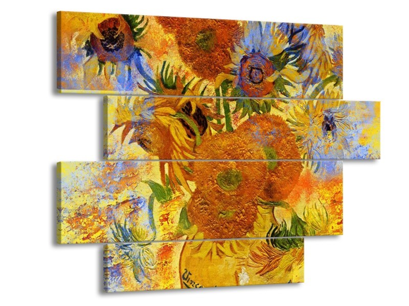 Canvas schilderij Klassiek | Geel, Blauw, Bruin | 115x85cm 4Luik