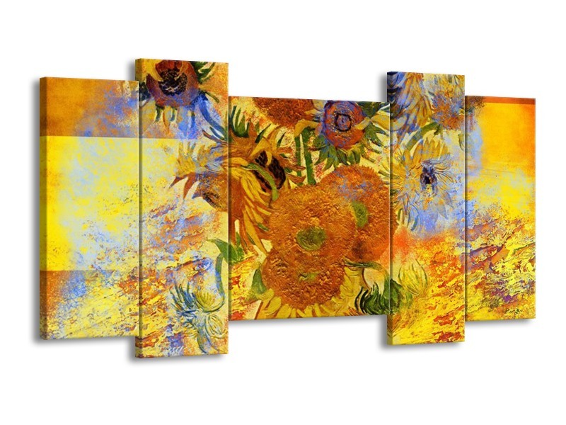 Canvas schilderij Klassiek | Geel, Blauw, Bruin | 120x65 5Luik